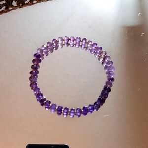 Handmade Beautiful Amethyst Beaded Bracelet 7"